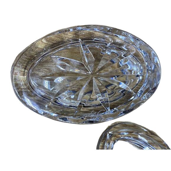 Vintage Rogaska Lead Crystal Slovenia Oval Trinket Box Etched Bunny Rabbit - Picture 7 of 11